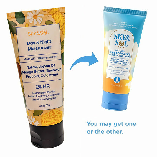 Sky and Sol Everything Cream | 100% Grass Fed Beef Tallow Moisturizer for Face and Body | Day & Night Skincare | Safe Natural Ingredients | After-Sun Care | All Skin Types | 3 oz